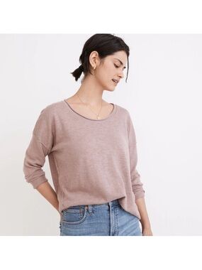 Madewell Mauve Lightweight Knit Top Linen Cotton Size Small